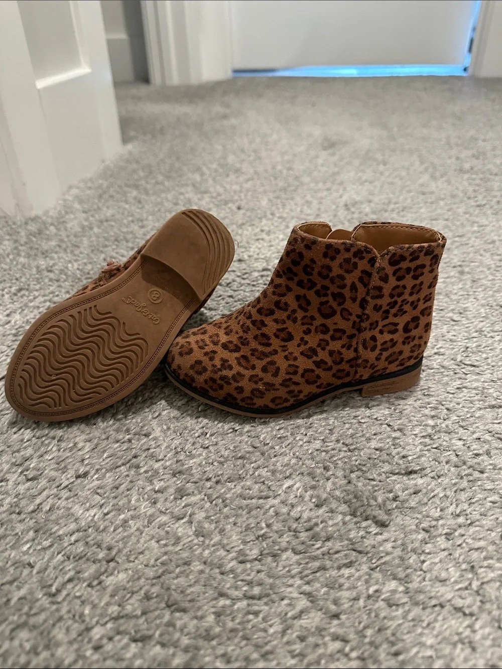 Cat & Jack Leopard Print Ankle Boots - Brown